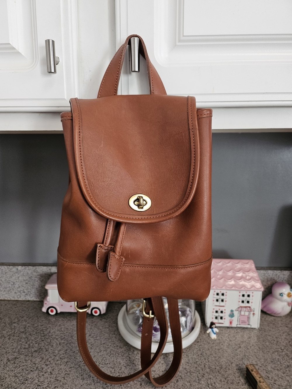 Coach Related 9960 Vintage Brown Made IN USA Grab  Leather Used